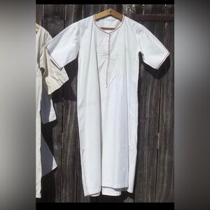 Antique, Edwardian French linen dress with red detail